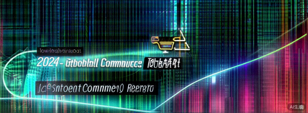 2024年全球电商市场预测报告封面与增长曲线图，展示社交电商和直播带货的上升趋势