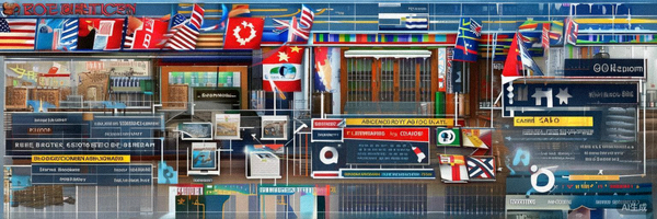 全球电商趋势分析图表与不同国家地图重叠显示的示意图