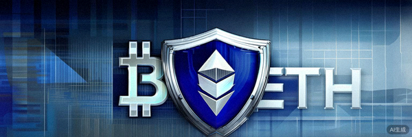 数字货币比特币和以太坊符号与代表合规的盾牌图标结合的抽象设计