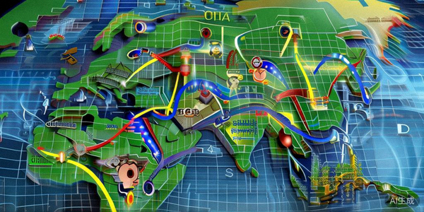 可视化地图展示从中国到欧美、东南亚的多条优化供应链路径与关键节点